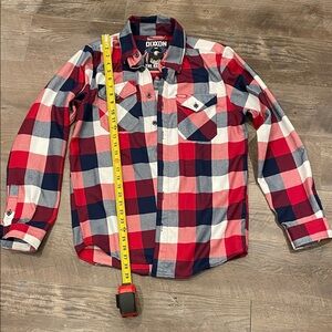 DIXXON Red Navy and White Plaid Flannel Shirt